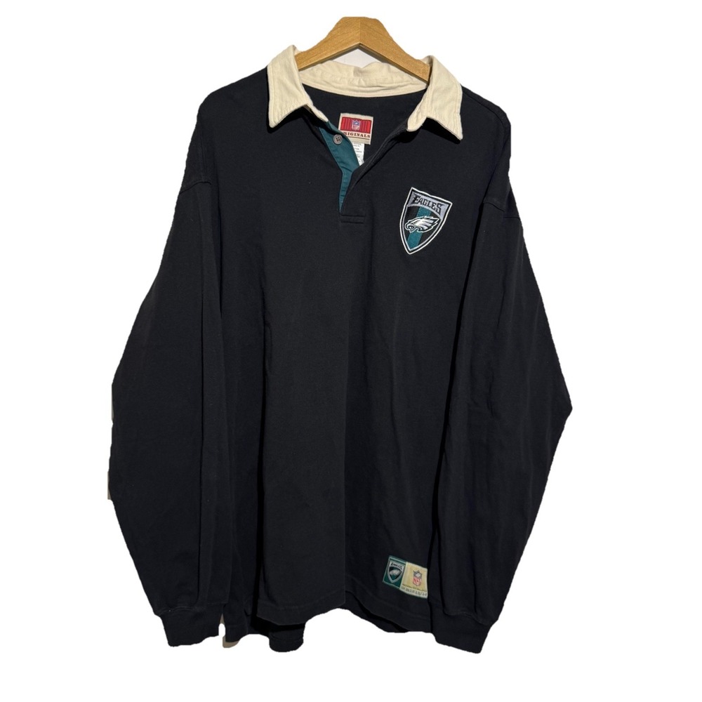 VTG Philadelphia Eagles NFL Originals Rugby Long‎ Sleeve Shirt 2003 Sz Large Y2K